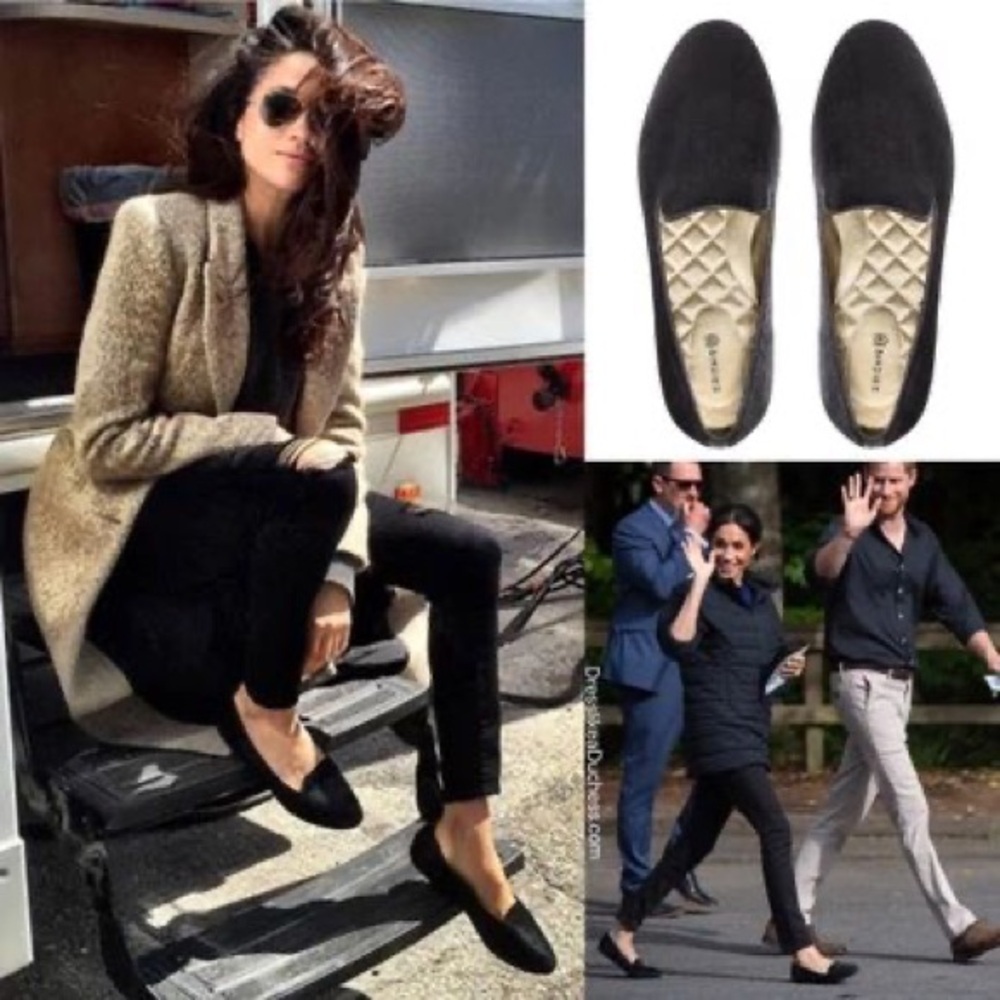 Birdies Black Velvet Loafers